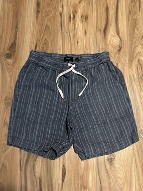 Vince Navy and White Drawstring Beach Shorts